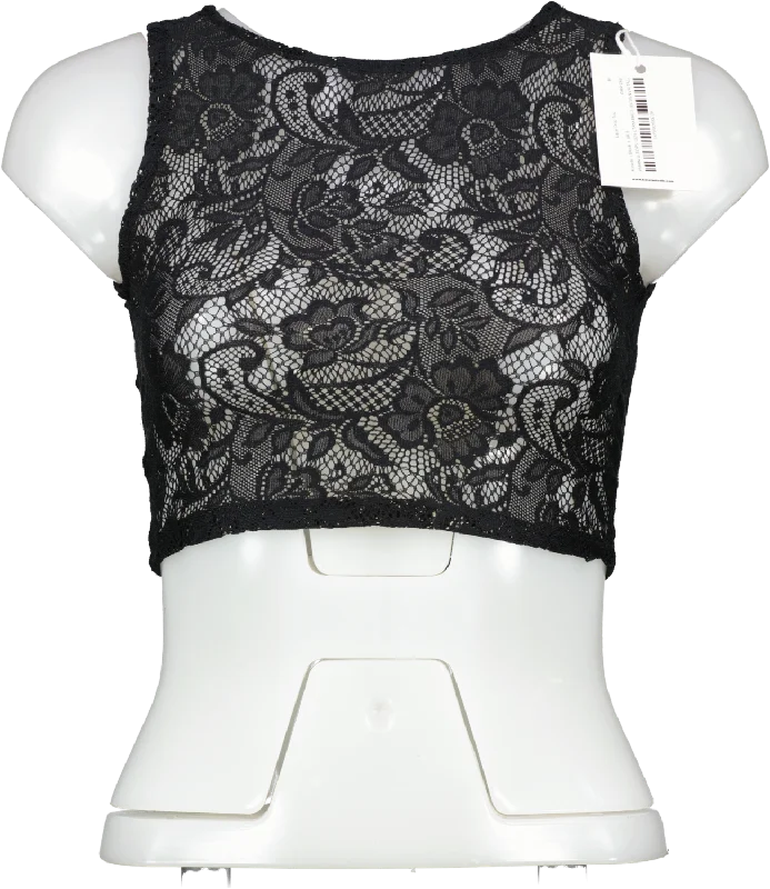 Bargain Prices Kasela Black Lace Crop Top UK 6
