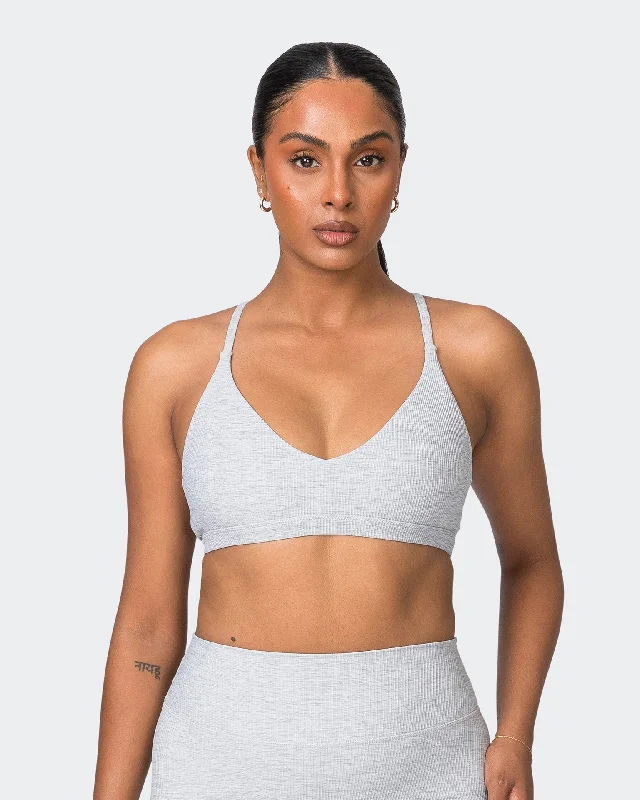 Amazing Deals Levitate Rib Bralette - Quiet Grey Marl