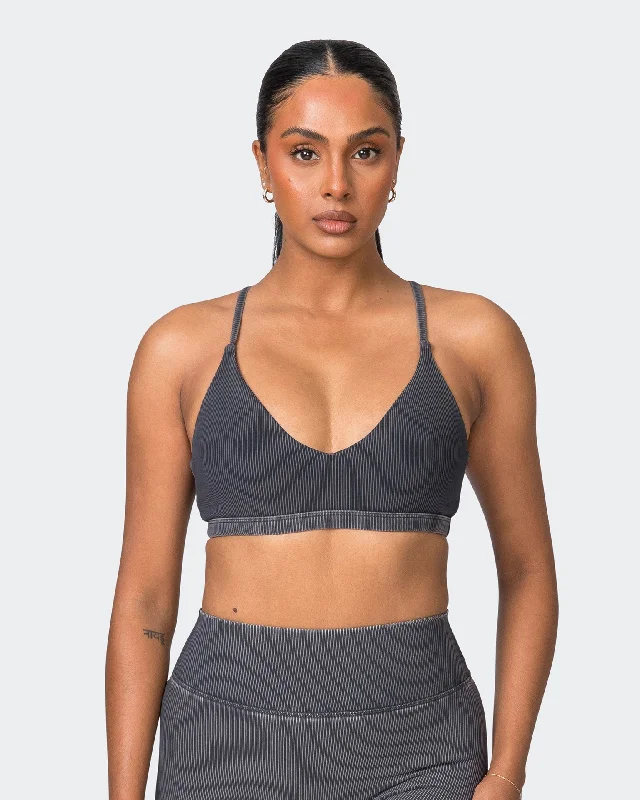 Limited Time Discount Levitate Vintage Rib Bralette - Washed Black
