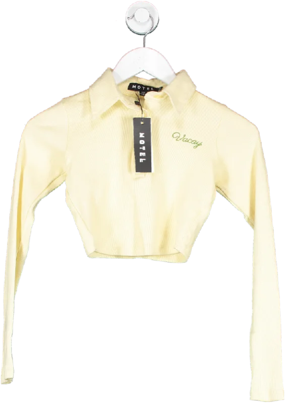Reduced Prices Motelrocks Yellow Elody Crop Top In Buttercream Vacay Embro UK XS