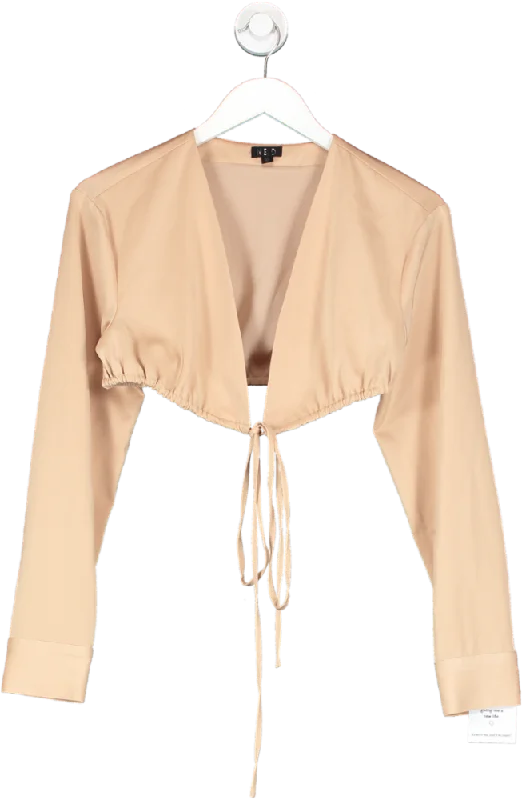Massive Deals NBD Beige Wrap Long Sleeve Top UK XS