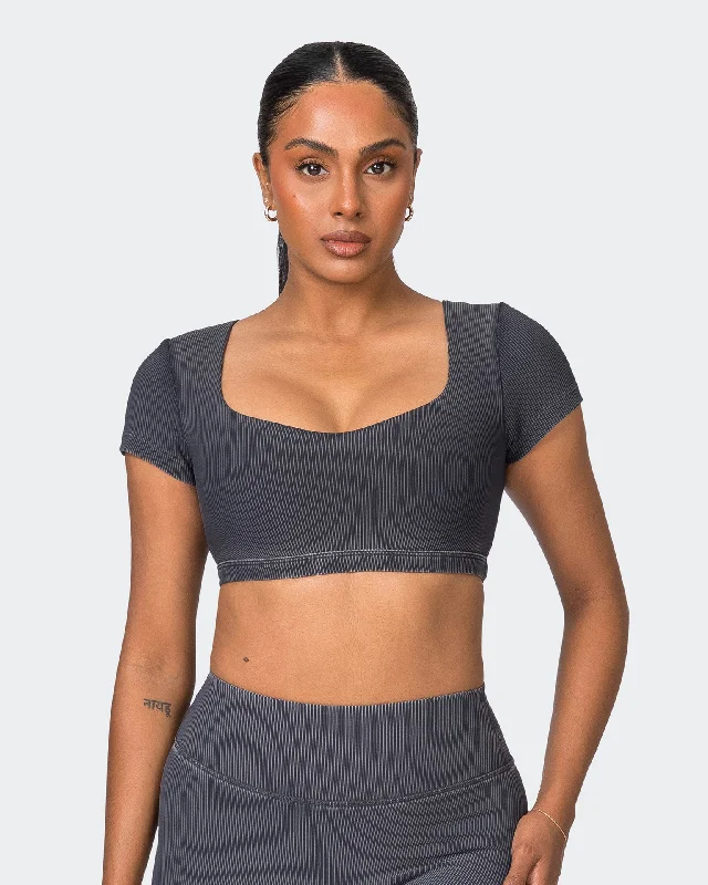 Super Bargain On Point Vintage Rib Bra - Washed Black