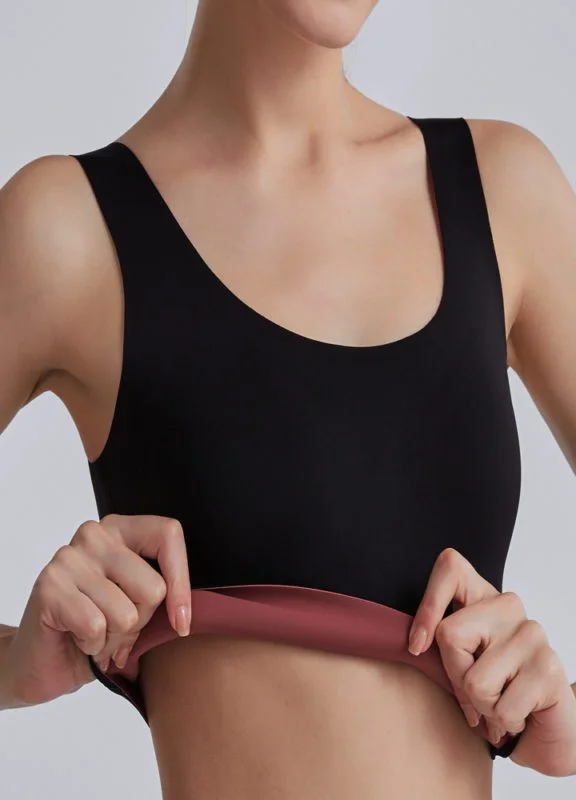 Price Smash Seamfree Reversible Sports Bra-Black/Red