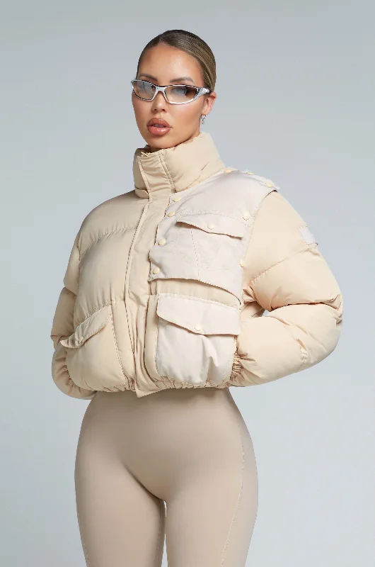 Overstock W23/24 KG Cropped Puffer Jacket - Latte