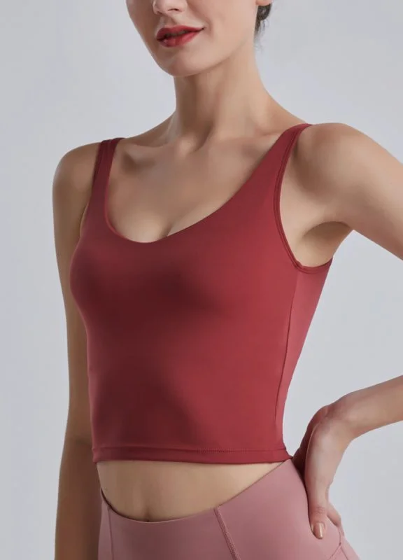 Price Buster Women’s Tank Top with Built in Bra-Red