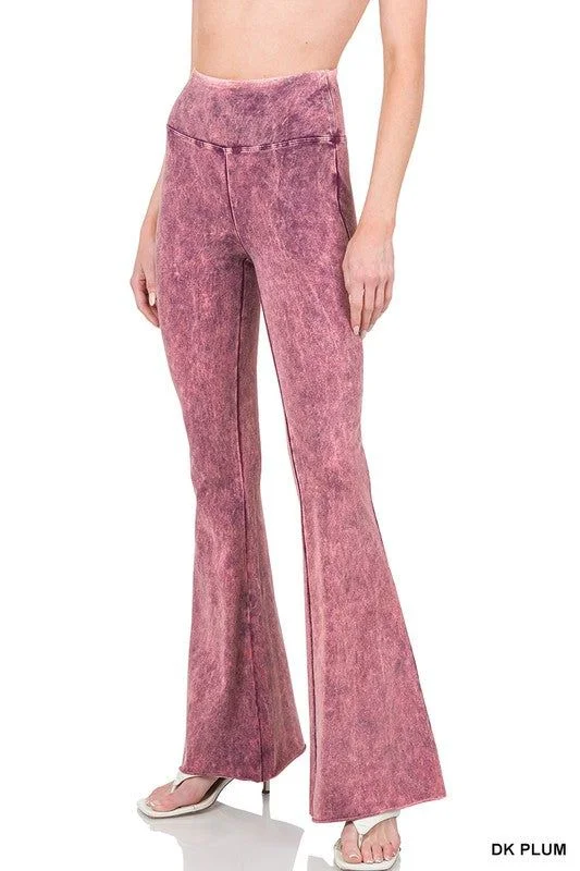 Daily Specials ZENANA | Acid Wash High Waist Raw Edge Hem Pants