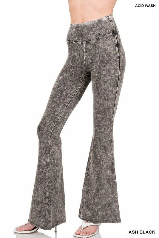 Fantastic Deals Zenana Acid Wash High Waist Raw Edge Hem Pants