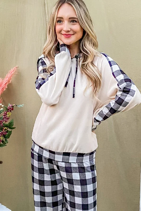 Time-Limited Offer And The Why Drawstring Hooded Top and Plaid Pants Lounge Set