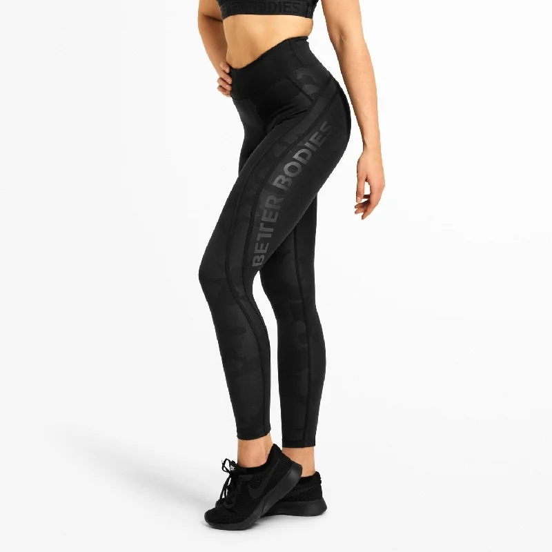 Blowout Deals Better Bodies Camo High Tights - Black Camo