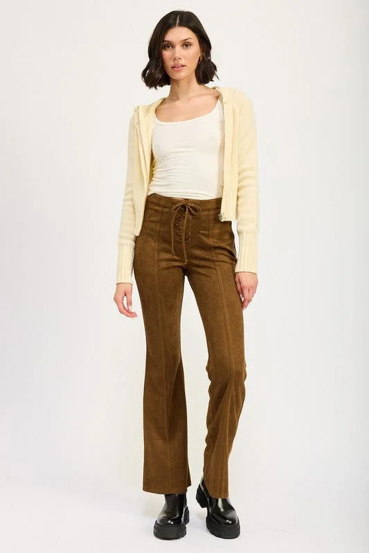 Markdown Madness Emory Park Lace Up Suede Flared Pants