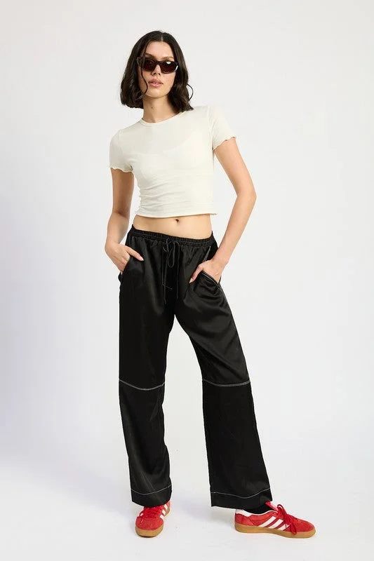 Major Savings Emory Park Satin Lounge Pants With Contrasted Stitch