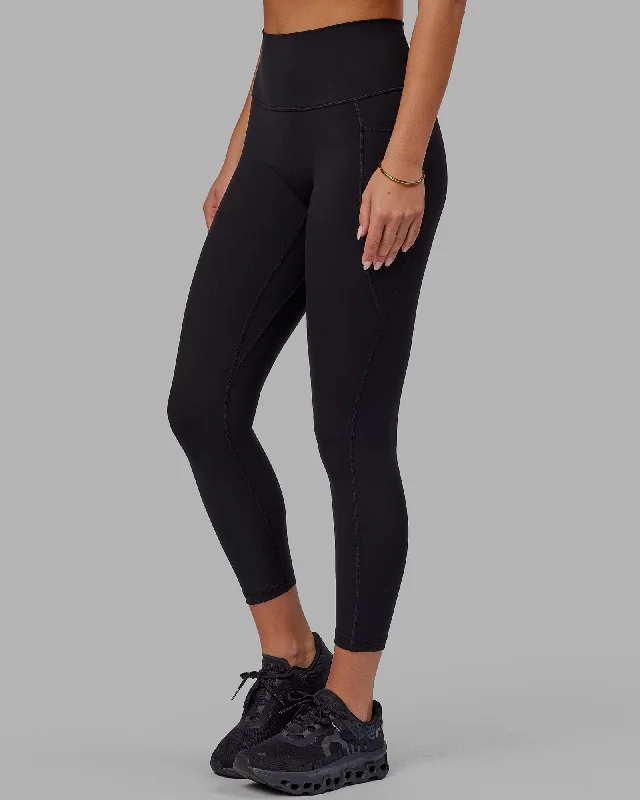 Super Bargain Fusion 7/8 Length Leggings with Pockets - Black-Black