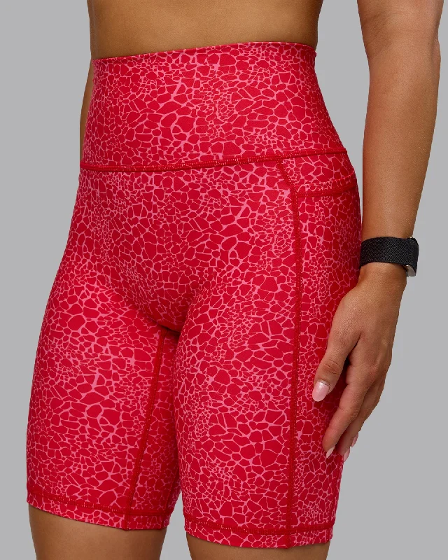 Blowout Deals Fusion Bike Shorts with Pockets - Red Vitality Print