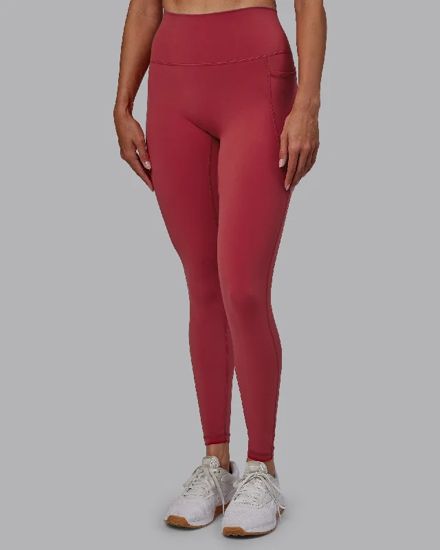 Doorbuster Deal Fusion Full Length Leggings with Pockets - Claret