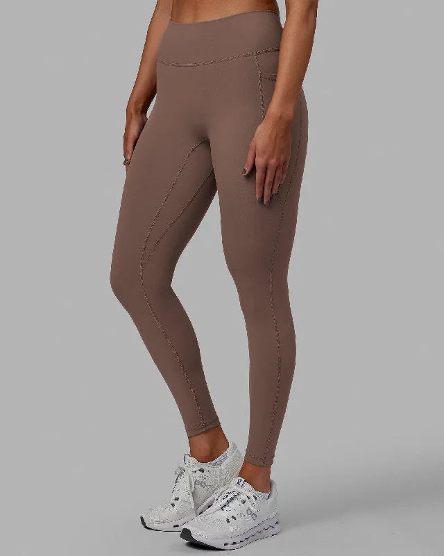 Massive Deals Fusion Full Length Leggings with Pockets - Deep Taupe