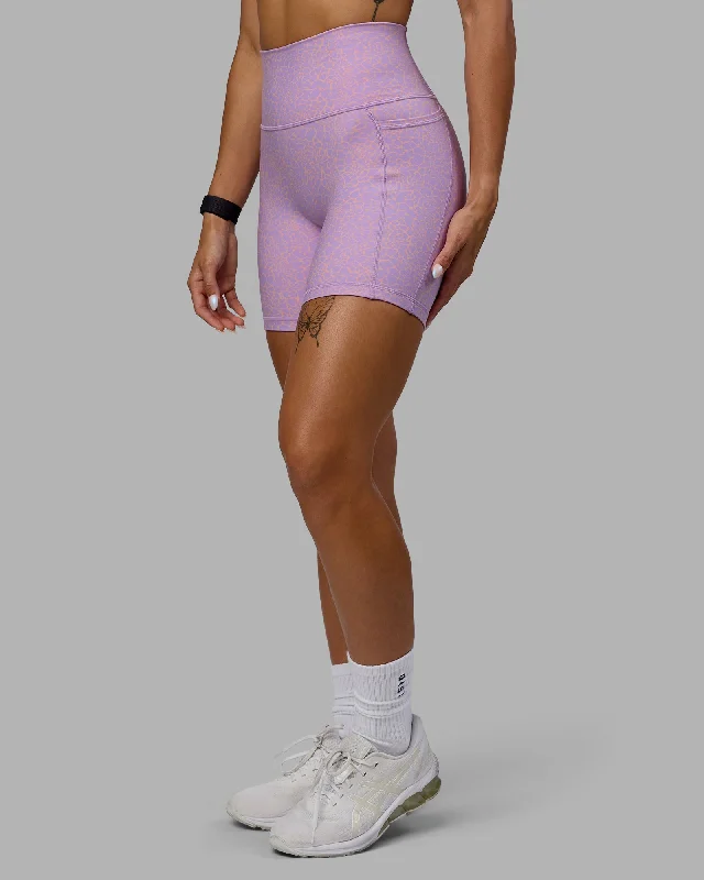 Daily Specials Fusion Mid-Length Shorts with Pockets - Pale Lilac Vitality Print