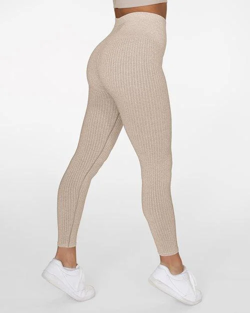 Super Deal Gavelo Seamless Ribbed Leggings -Sand