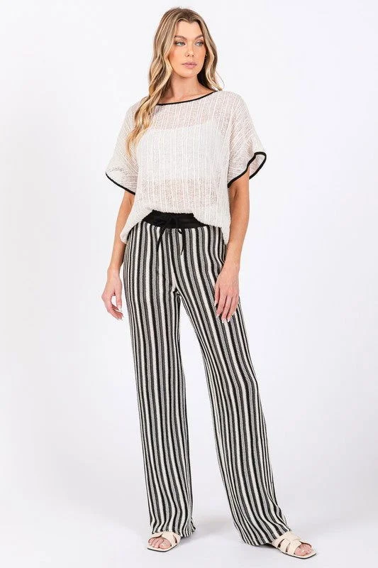 Incredible Offers GeeGee See-Through Stripe Knit Pants