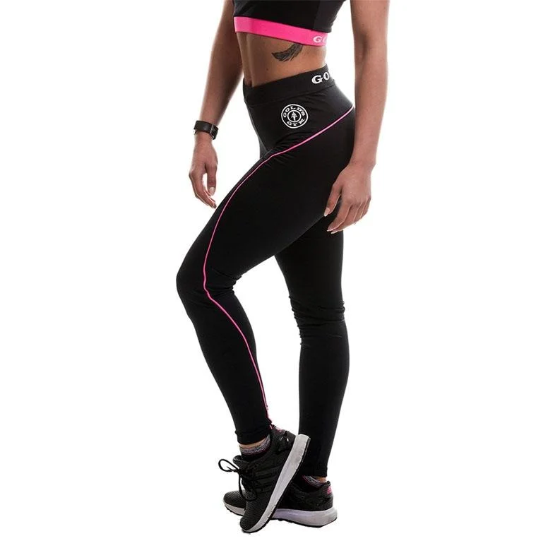 Seasonal Clearance Golds Gym Ladies Long Gym Leggings - Black-Pink
