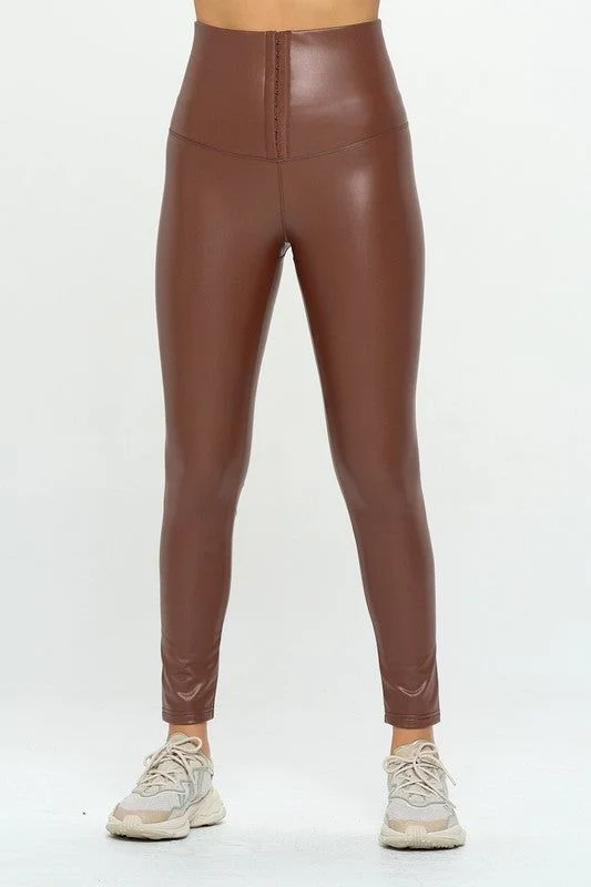 Best Deals High Waist PU Leather Corset Cincher Pants