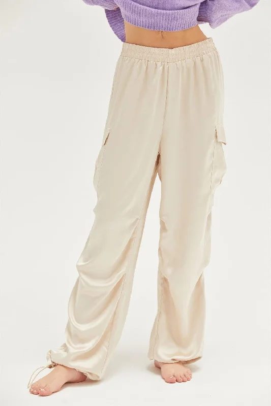 Buy Now HYFVE Approach Satin Drawstring Hem Cargo Pants