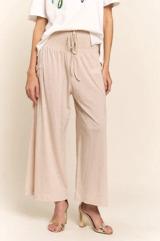 Huge Discounts J.NNA Smocked Waist Boho Wide Leg Pants with Pockets
