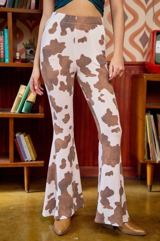 Daily Deals Jade By Jane Mocha Cow Print Flared Pants