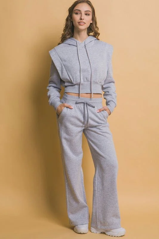 Sale Event Love Tree Drawstring Wide Leg Sweatpants with Pockets In Gray