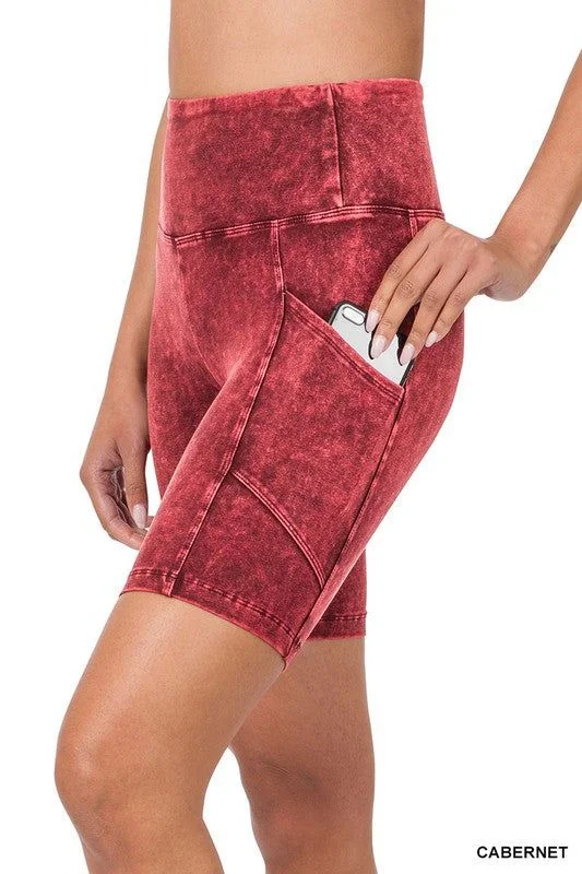 Reduced Prices ZENANA | Mineral Wash Wide Waistband Pocket Leggings