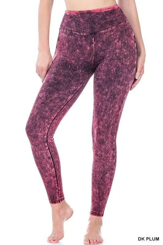 Savings Bonanza Zenana Mineral Washed Wide Waistband Yoga Leggings