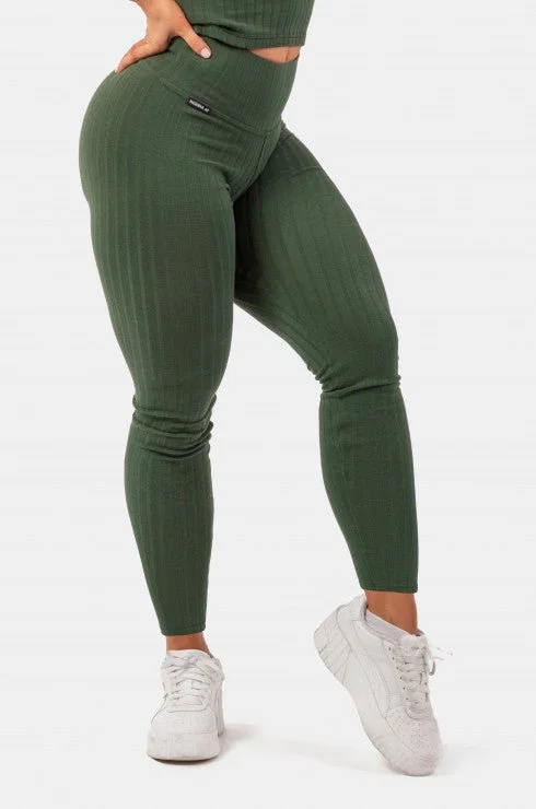 Savings Galore Nebbia Organic Cotton Ribbed High-Waist Leggings 405 - Dark Green