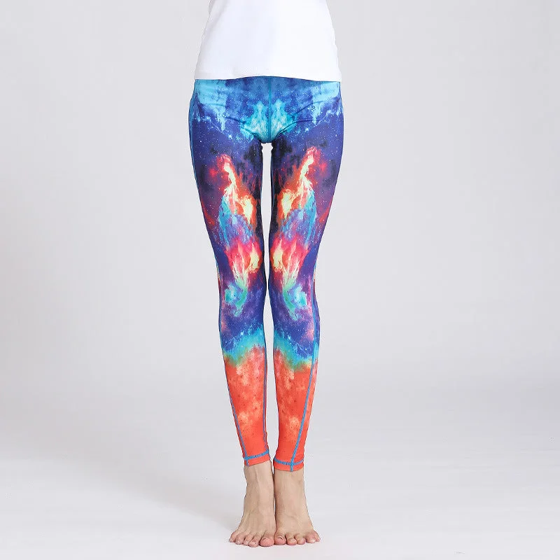 Don't Wait New starry print yoga pants, women's speed-dry tight pants, running suit, high-spring moisture absorption, trampling trousers