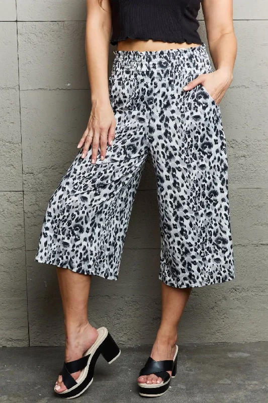 Unmissable Offer Ninexis | Leopard High Waist Flowy Wide Leg Pants with Pockets