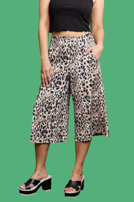 YEAR-End Clearance Ninexis | Leopard High Waist Flowy Wide Leg Pants with Pockets