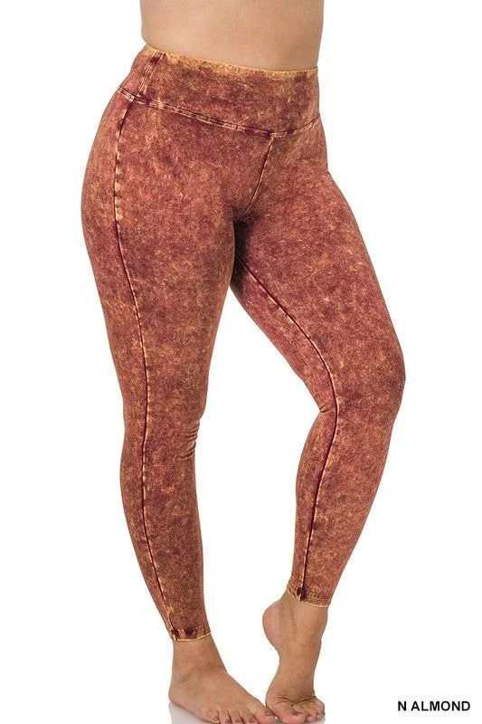 Blowout Sale ZENANA | Plus Mineral Washed Wide Waistband Yoga Leggings