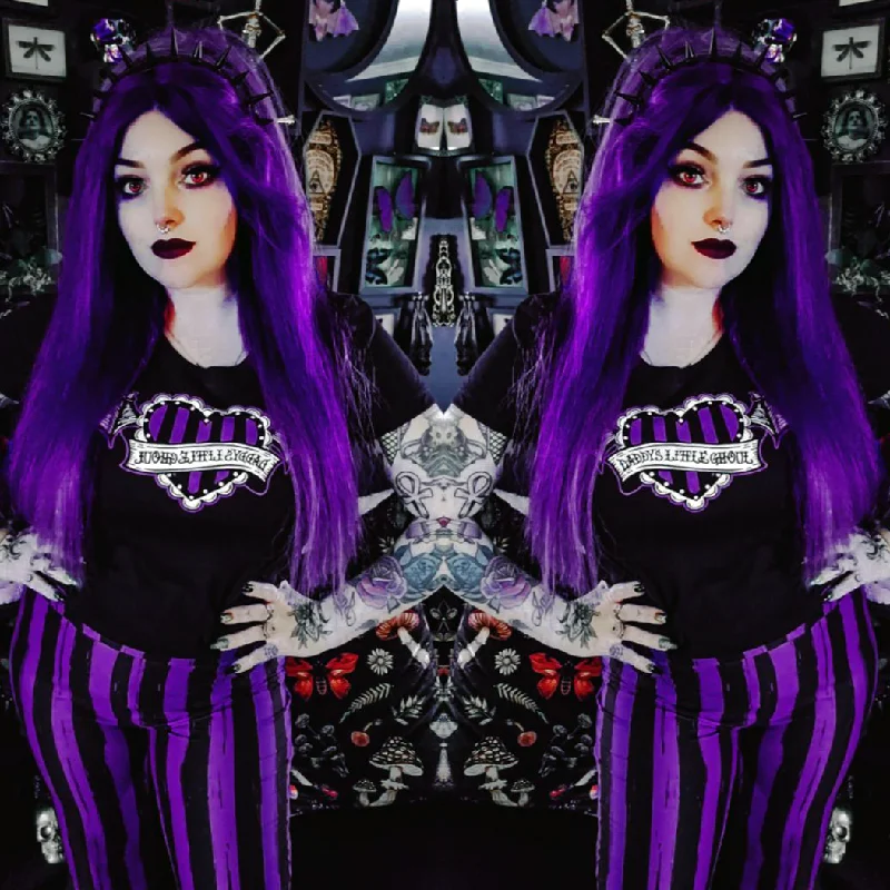 Customer Appreciation Sale Purple Black Striped High Waist Leggings