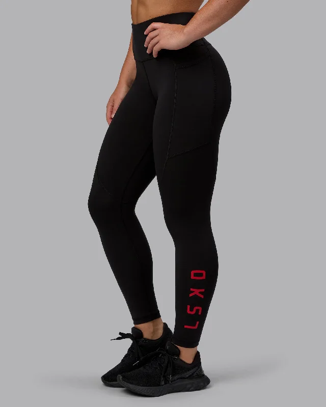 Shop and Save Rep 7/8 Length Leggings - Black-Crimson