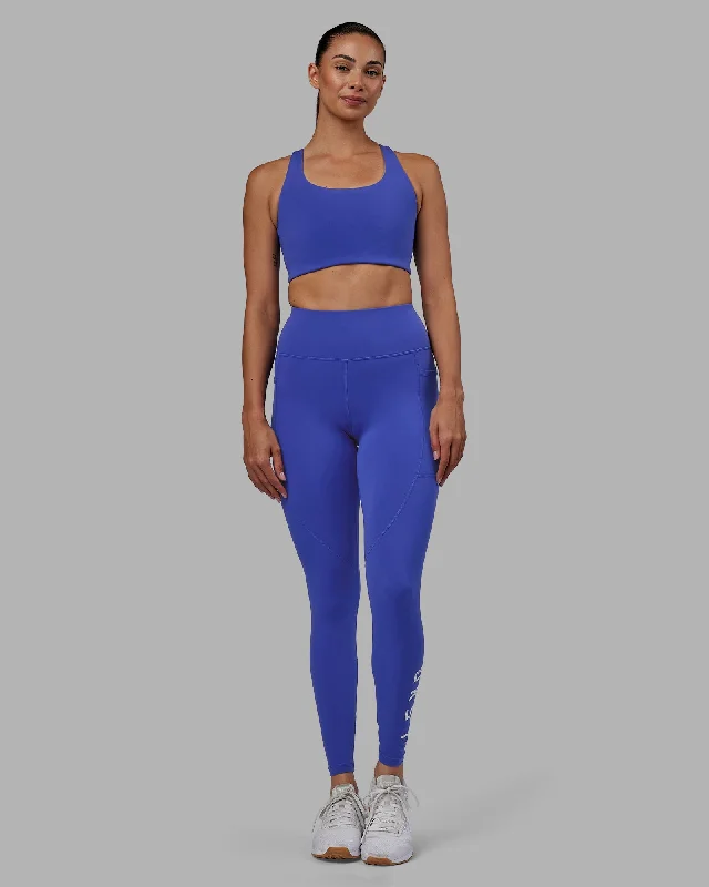 Members Only Rep Full Length Leggings - Power Cobalt-White