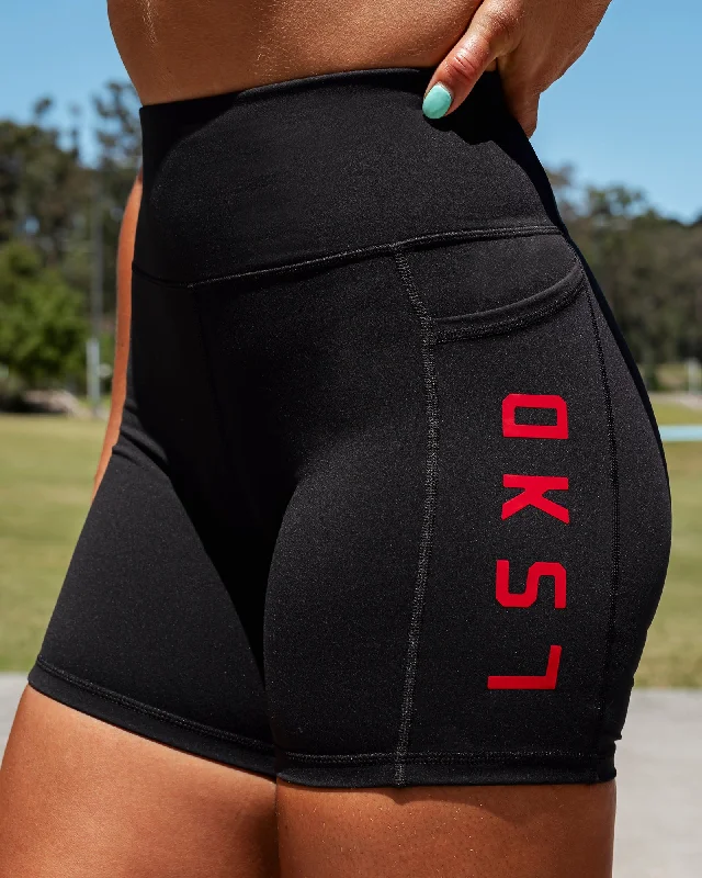 Reduced Prices Rep Mid-Length Shorts - Black-Crimson