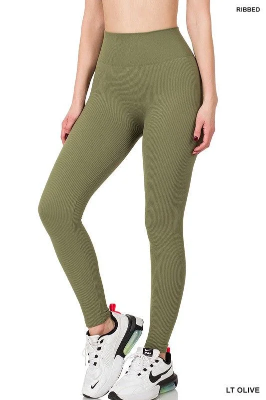 Referral Discount Zenana Ribbed Seamless High Waisted Full Length Leggings
