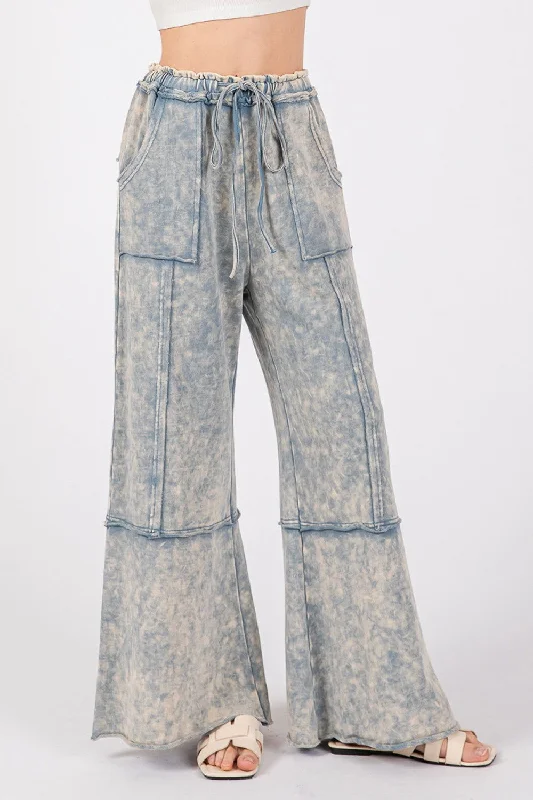 Crazy Deals SAGE + FIG Mineral Washed Terry Wide Leg Pants