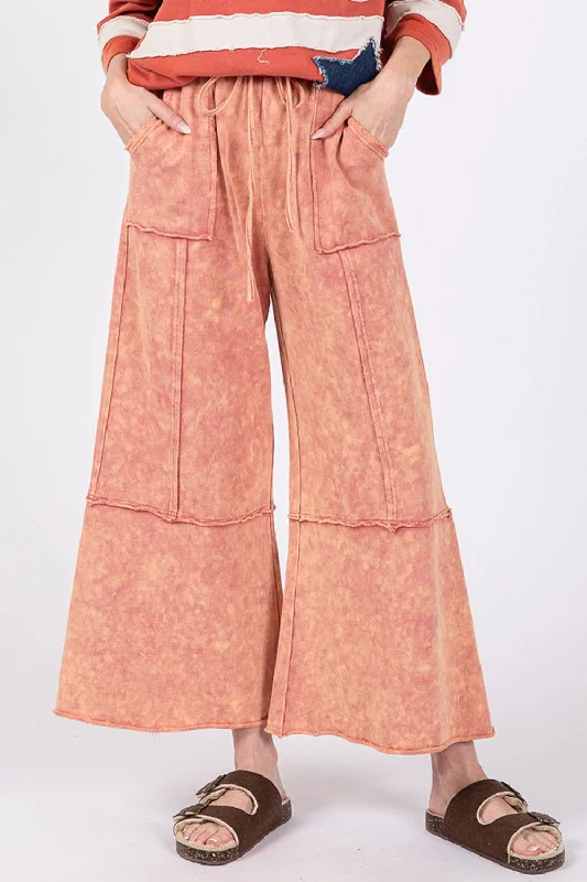 Deal Dash SAGE + FIG Mineral Washed Terry Wide Leg Pants