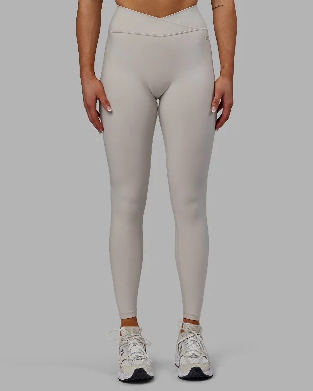 Factory Direct Sale Sara Strike Cross Over Waist Full Length Leggings - Shale Beige