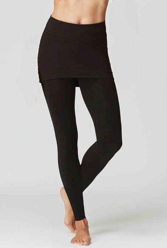 Deep Discounts Medium Compression Waisted Leggings with Straight Skirt Black