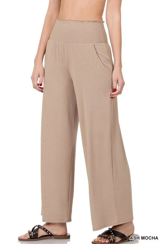 Overstock ZENANA | Smocked Waistband Lounge Pants