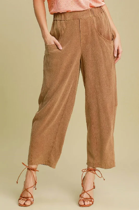 Midnight Madness Umgee Elastic Waist Baggy Fit Pants with Pockets