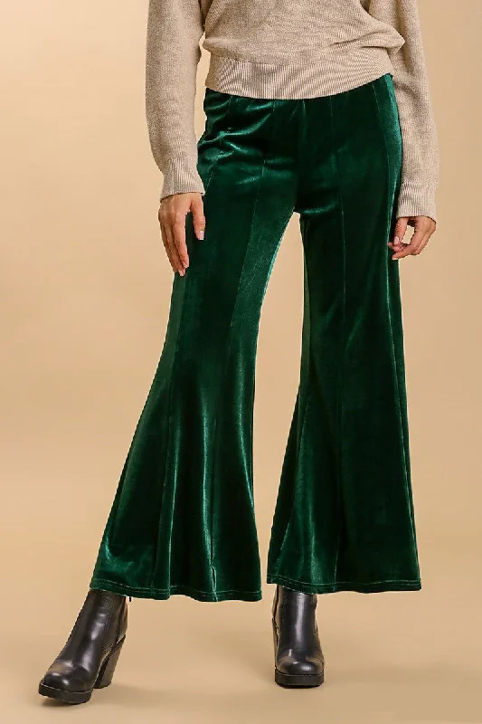 Markdowns Umgee High Rise Elastic Waist Flare Pants - Dark Green