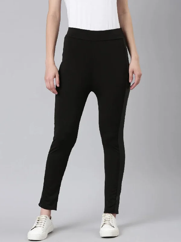 Savings Bonanza Women Black Solid Leggings-AN-35-Black