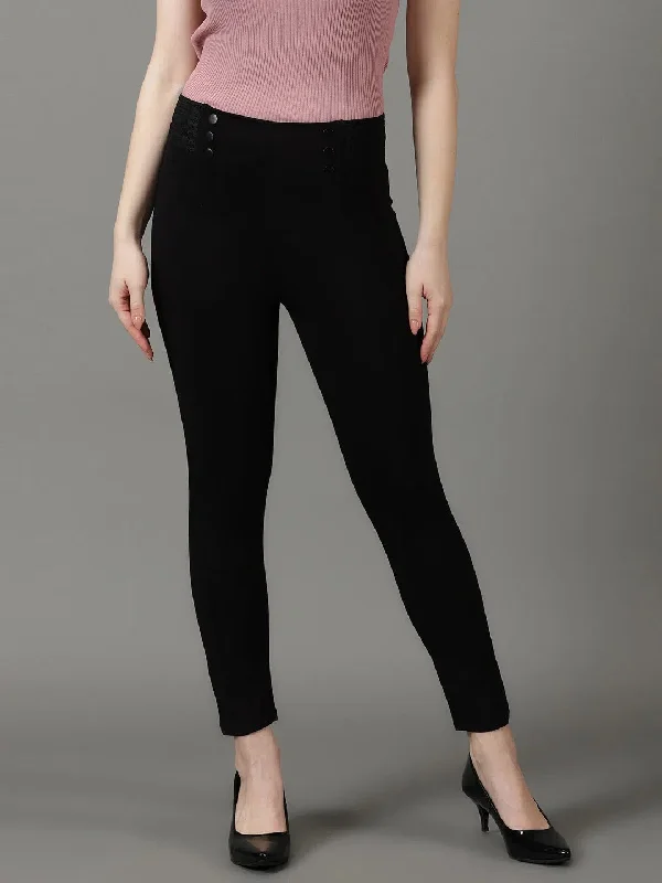 Savings Spectacular Women Black Solid Slim Fit Jeggings-AF-1895-Black