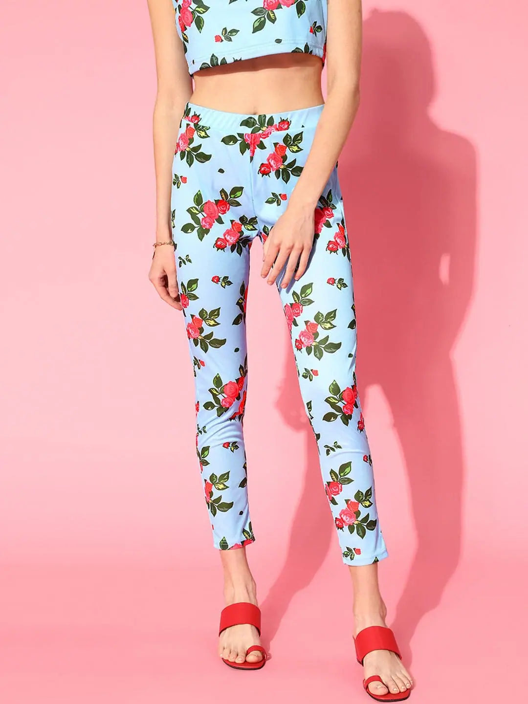 Low Prices Women Blue Floral Leggings